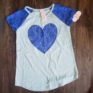 Girls Wonder Nation Blue Heart Tshirt